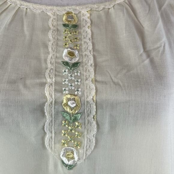 Vintage Katz 2pc Nightgown House Coat Robe Set sz Small Yellow Floral Embroidery - Picture 14 of 16